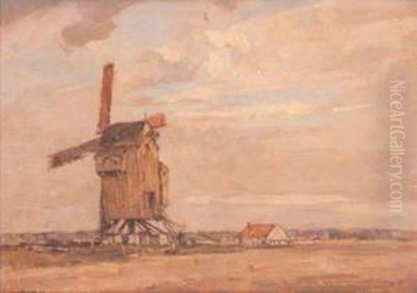 Paysage Au Moulin Oil Painting by Ernest Vauthrin