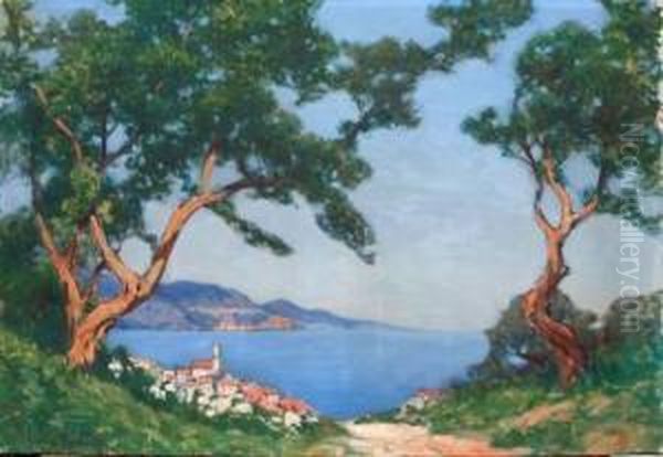 Le Village De St-tropez Oil Painting by Andre Vautier