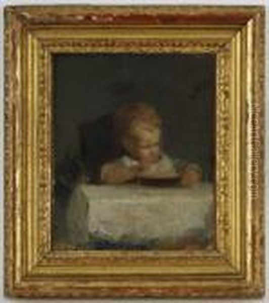 Portrait D'enfant Oil Painting by Benjamin I Vautier