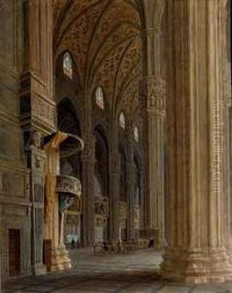 Nef De La Cathedrale De Milan Oil Painting by Jean Lubin Vauzelle