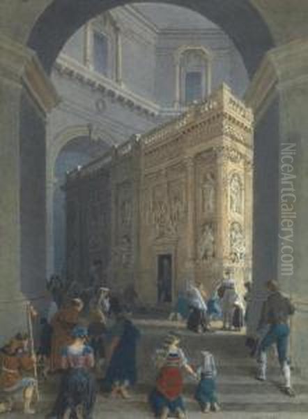 Le Sanctuaire De Notre-dame De Lorette A Lorette En Italie Oil Painting by Jean Lubin Vauzelle