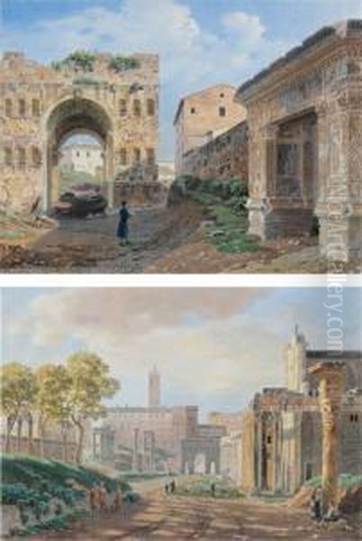 Vues De Rome : Oil Painting by Jean Lubin Vauzelle