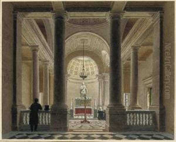 The Interior Of A Chapel Oil Painting by Jean Lubin Vauzelle