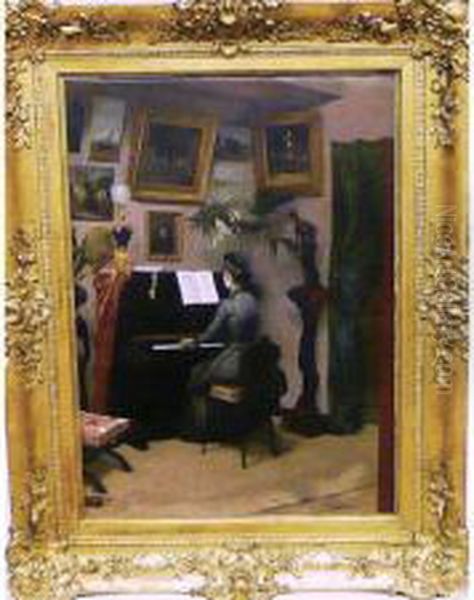 La Pianiste Oil Painting by Eugene Vavasseur