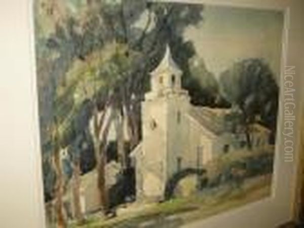 Church In Brown County Oil Painting by John William, Will Vawter