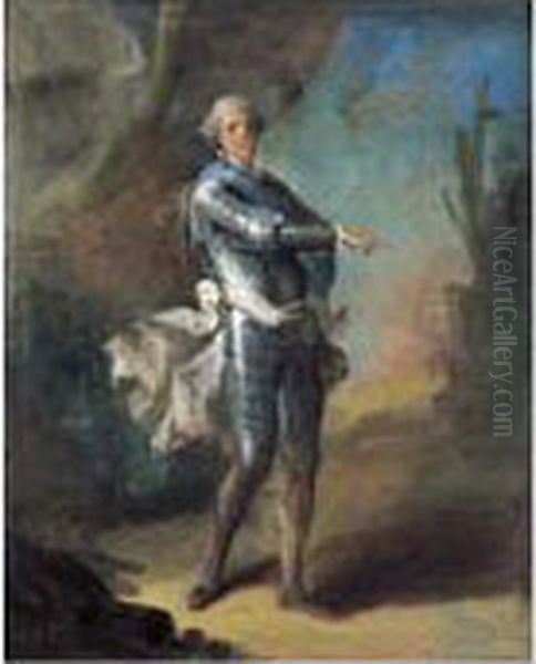 Etude Pour Un Portrait De Militaire Portant L'ordre Du Saint-esprit Et Faisant Un Signe De Commandement (le Duc De Penthievre En Grand Maitre De L'artillerie ?) Oil Painting by Vaxcilliere