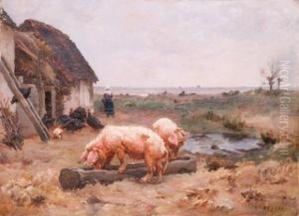 Cochon A La Ferme Oil Painting by Paul Vayson