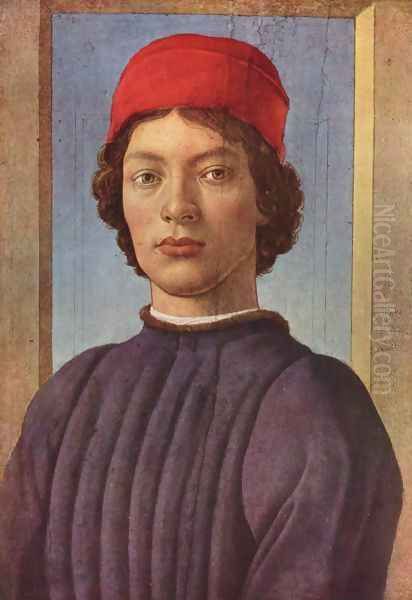 Portrait of a philosopher with red cap Oil Painting by Sandro Botticelli