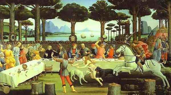 The Banquet in the Pine Forest Oil Painting by Sandro Botticelli