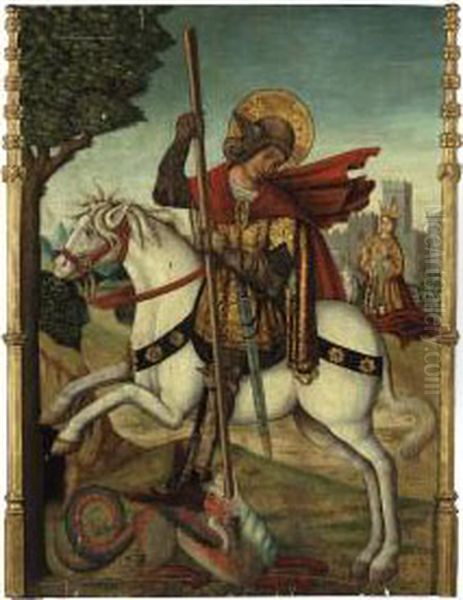 Saint George And The Dragon Oil Painting by Antonio Vazquez