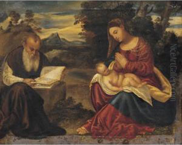 Holy Family Oil Painting by Francesco Vecellio