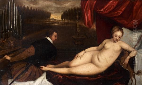 Venus Et L'organiste Oil Painting by Tiziano Vecellio (Titian)