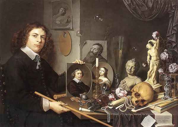 Self-portrait With Vanitas Symbols Oil Painting by Giovanni Baglione