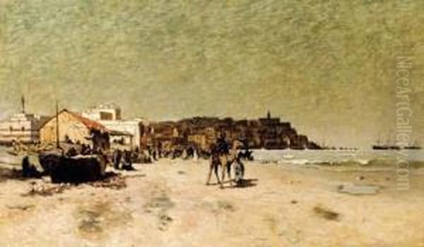 The Beach At Jaffa Oil Painting by Hendrik Veder