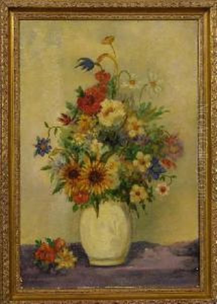 Feldblumen In Vase Oil Painting by Hendrik Willem Veenendaal