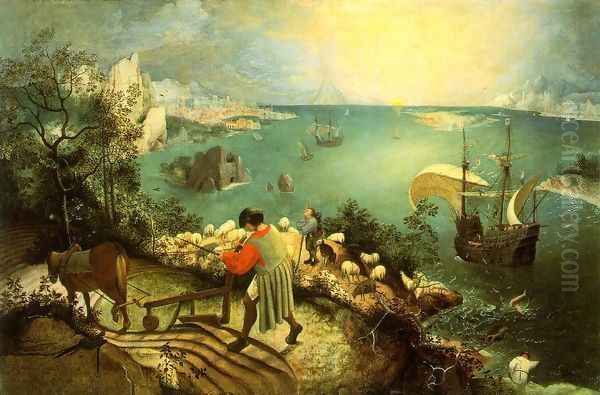 Landscape with the Fall of Icarus c. 1558 Oil Painting by Pieter the Elder Bruegel