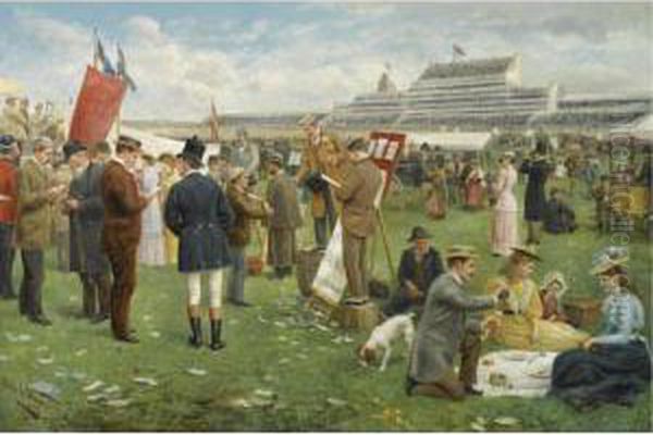 Derby Day, Epsom Oil Painting by Pedro Vega Y Munoz