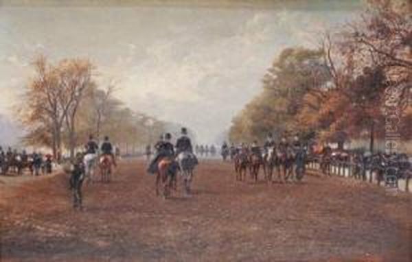 Paseo A Caballo Oil Painting by Pedro Vega Y Munoz