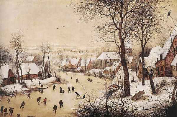 Winter Landscape with Skaters and Bird Trap 1565 Oil Painting by Pieter the Elder Bruegel