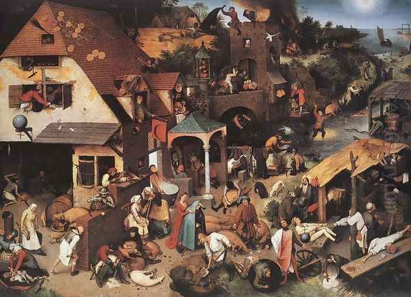 Netherlandish Proverbs 1559 Oil Painting by Pieter the Elder Bruegel