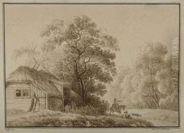 Landschaft Mit Bauernhaus. 1826 Oil Painting by Johann Philipp Veith