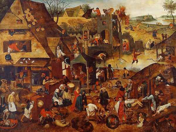 Flemish Proverbs Oil Painting by Pieter the Elder Bruegel