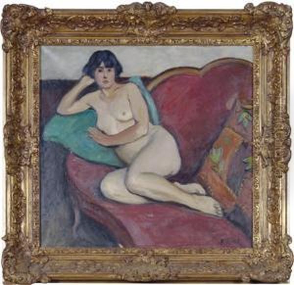 Reclining Nude Oil Painting by Rudolf Vejrych