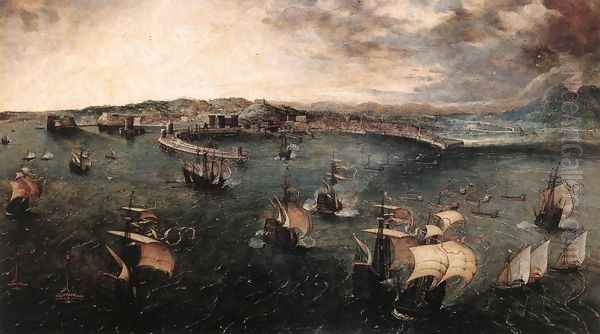 Naval Battle in the Gulf of Naples 1558-62 Oil Painting by Pieter the Elder Bruegel