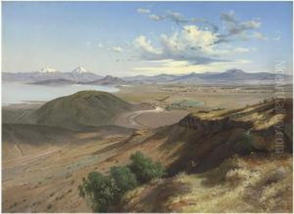 Valle De Mexico Desde El Cerro De Santa Isabel Oil Painting by Jose Maria Velasco