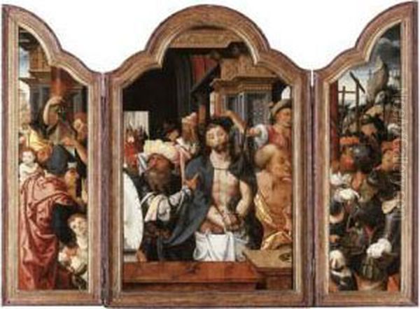 A Triptych Oil Painting by Dirck Jacobsz. Vellert