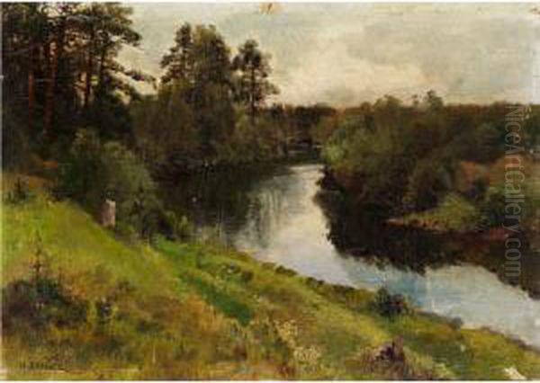 Flusslandschaft Oil Painting by Ivan Avgustovich Vel'ts