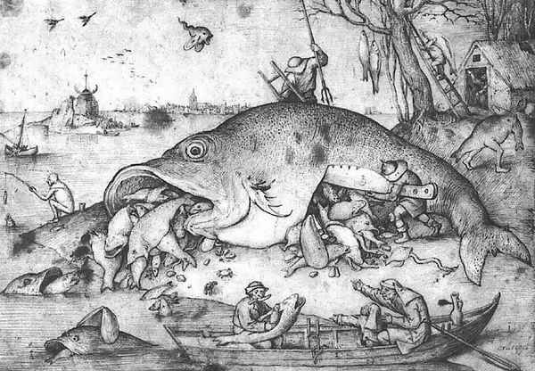 Big Fishes Eat Little Fishes Oil Painting by Pieter the Elder Bruegel