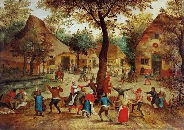 Village Scene with Dance around the May Pole Oil Painting by Pieter the Elder Bruegel