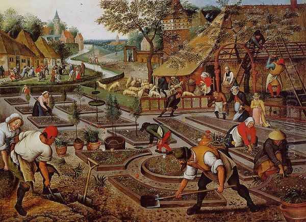 Preparation of the Flower Beds Oil Painting by Pieter the Elder Bruegel