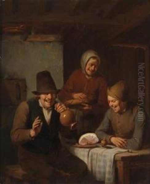 Cheerful Group At The Inn Oil Painting by Camille Vennemann