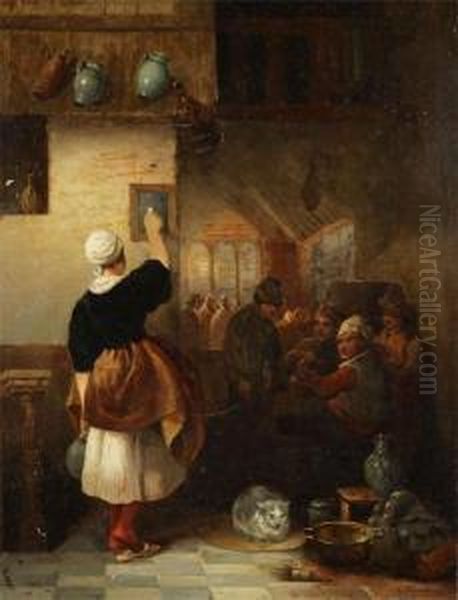 Tavern Scene Oil Painting by Camille Vennemann