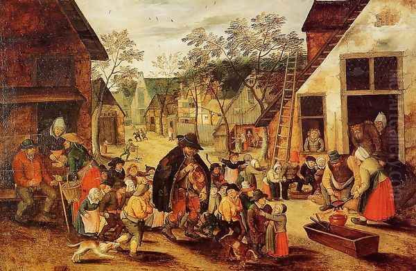 The Organ Grinder Oil Painting by Pieter the Elder Bruegel