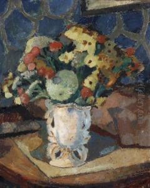 Nature Morte Au Bouquet Defleurs Oil Painting by Ernest Ventrillon