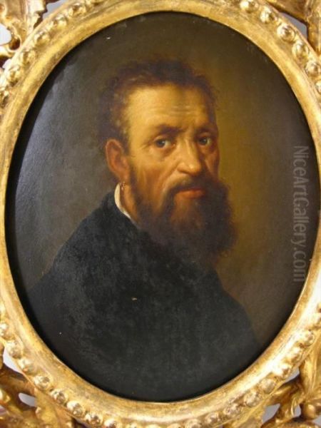 Portrait Of Michelangelo Buonarotti Oil Painting by Marcello Venusti