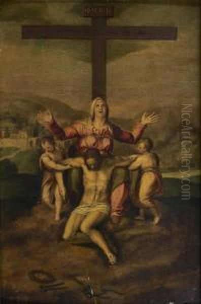 Vierge Soutenant Le Corps Du Christ Au Pied De La Croix Oil Painting by Marcello Venusti