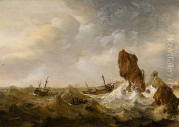 Schiffbruch In Sturmischer See Oil Painting by Cornelis Verbeeck