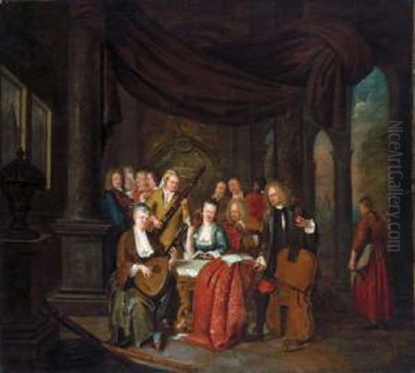 Musizierende Gesellschaft Oil Painting by Franz Xavier Hendrick Verbeeck