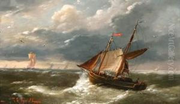 Marine Oil Painting by Louis Verboeckhoven