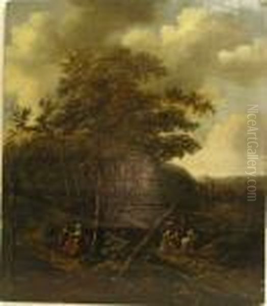 Wanderndes Volk Auf Dem Weg In Die Stadt Oil Painting by Adriaen Hendricksz. Verboom