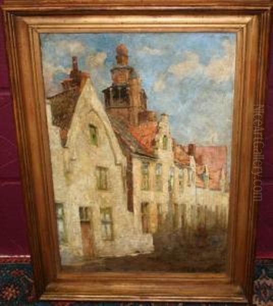 Town Houses Oil Painting by Emile Verbrugge