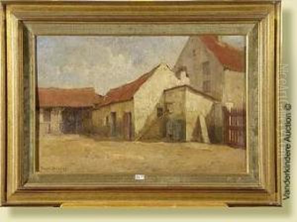 Cour Interieure De La Ferme Auvieux Roi D'espagne A Uccle Oil Painting by Emile Verbrugge