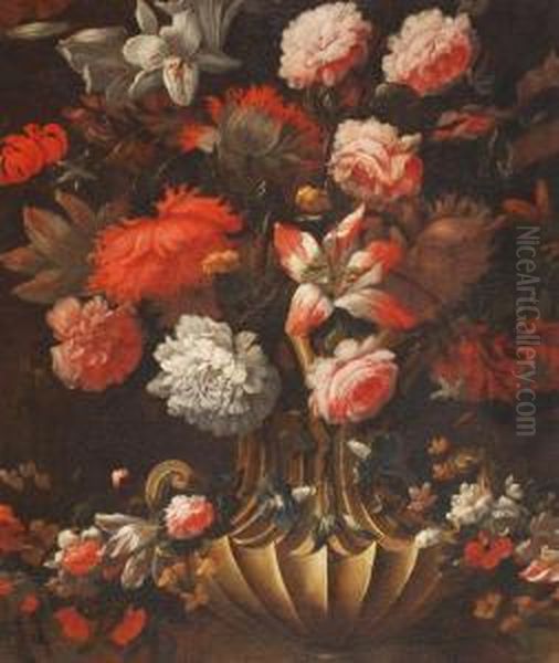 Still Life Of Flowers In An Urn Oil Painting by Caspar Pieter I Verbrugghen