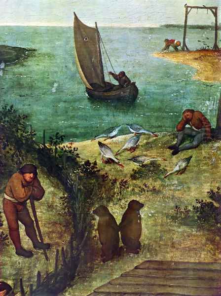 Netherlandish Proverbs (detail 3) Oil Painting by Pieter the Elder Bruegel