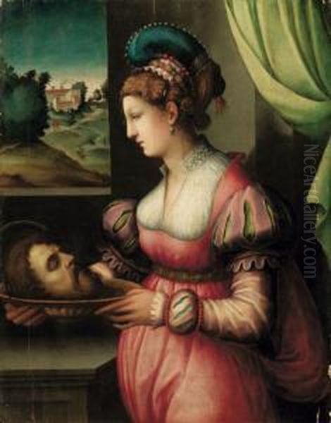 Salome Con La Testa Del Battista Oil Painting by Francesco Ubertini Bacchiacca II