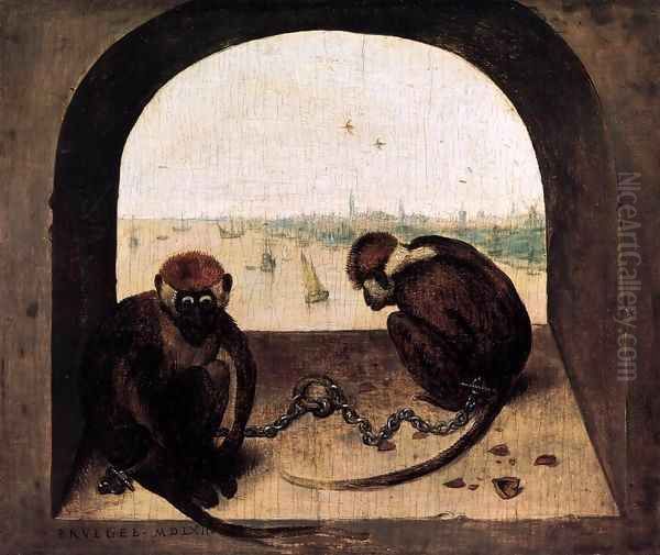 Two Chained Monkeys 2 Oil Painting by Pieter the Elder Bruegel